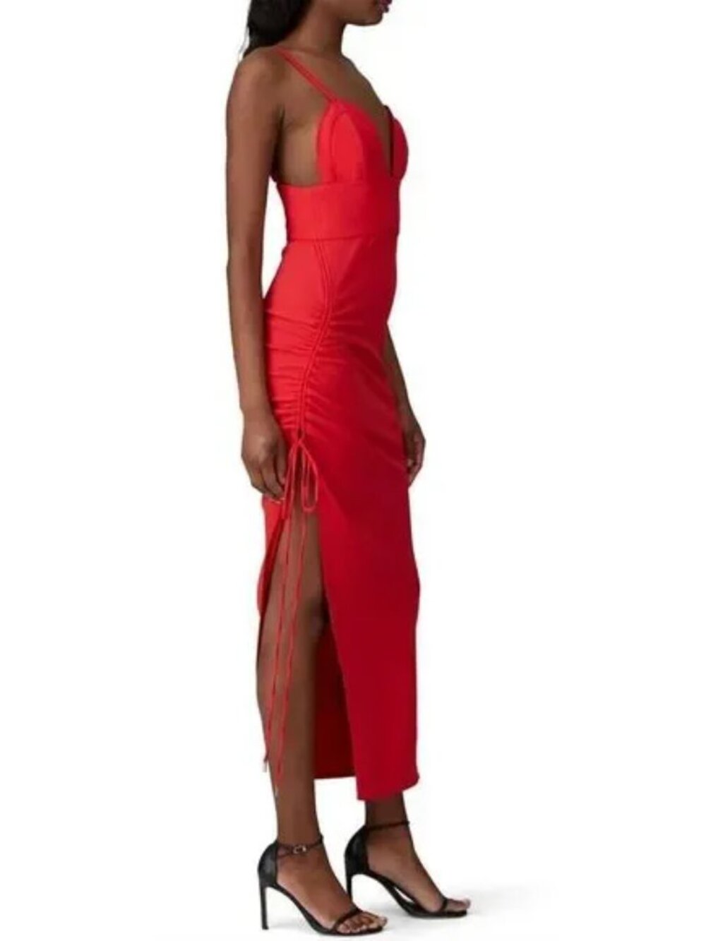 Prabal Gurung Drawstring Ruched Bodycon Cocktail Party Dress Red $895 Sz 6 - Picture 3 of 9